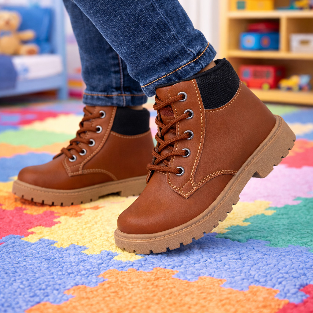 Coturno Masculino Bota Infantil Criança Menino Cano Baixo Cadarço Sola Macia Confort Estiloso em Oferta na Shopee