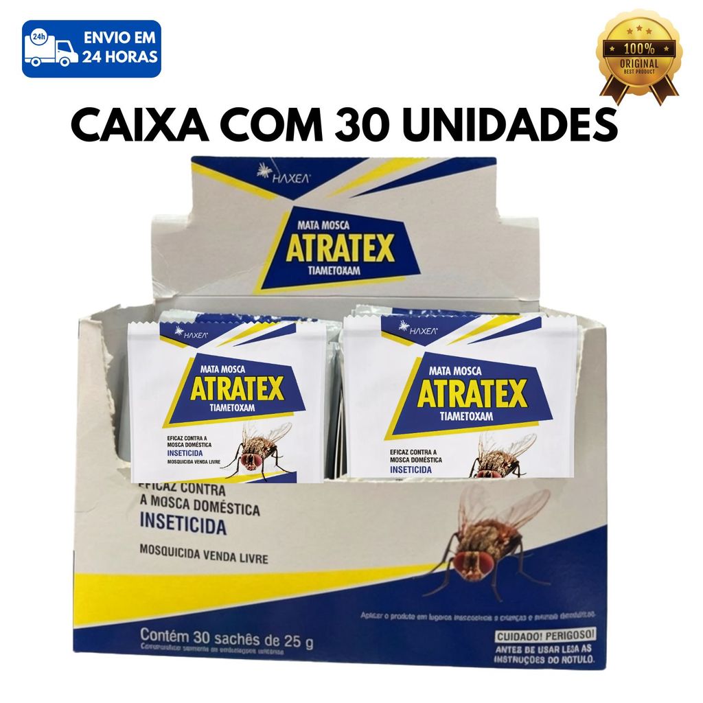 Kit 30 Atrativo Mosca Atratex Haxea Granulado 25g Sem Moscas no Ambiente