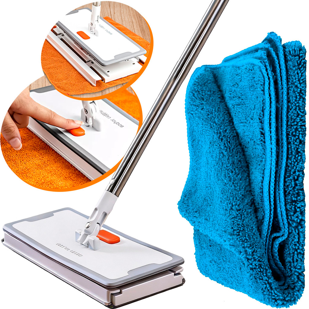 Kit Akora Daxxen Joybos Rodo Mop Limpeza + Pano Magico Limpa Tudo Multiuso Tam 30x30 Azul Claro