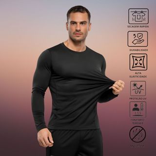 Camisa Térmica Proteção UV 50+ Premium Segunda Pele Camiseta Blusa Malha Fria Manga Longa Academia em Oferta na Shopee