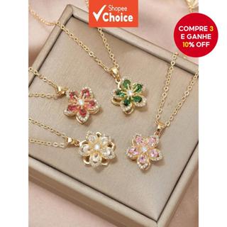 Feminino 1 Peça De Cobre Incrustado Zircônia Cúbica Bauhinia Flor Rotativa Luz Colar De Moda De Luxo em Oferta na Shopee