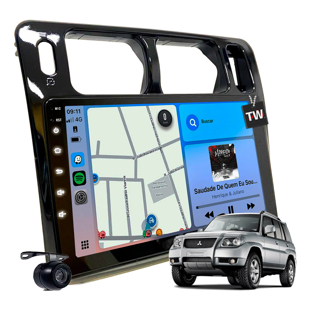 Kit Multimídia Mp10 Rádio Fm Tr4 2009 À 2014 + Moldura 9p