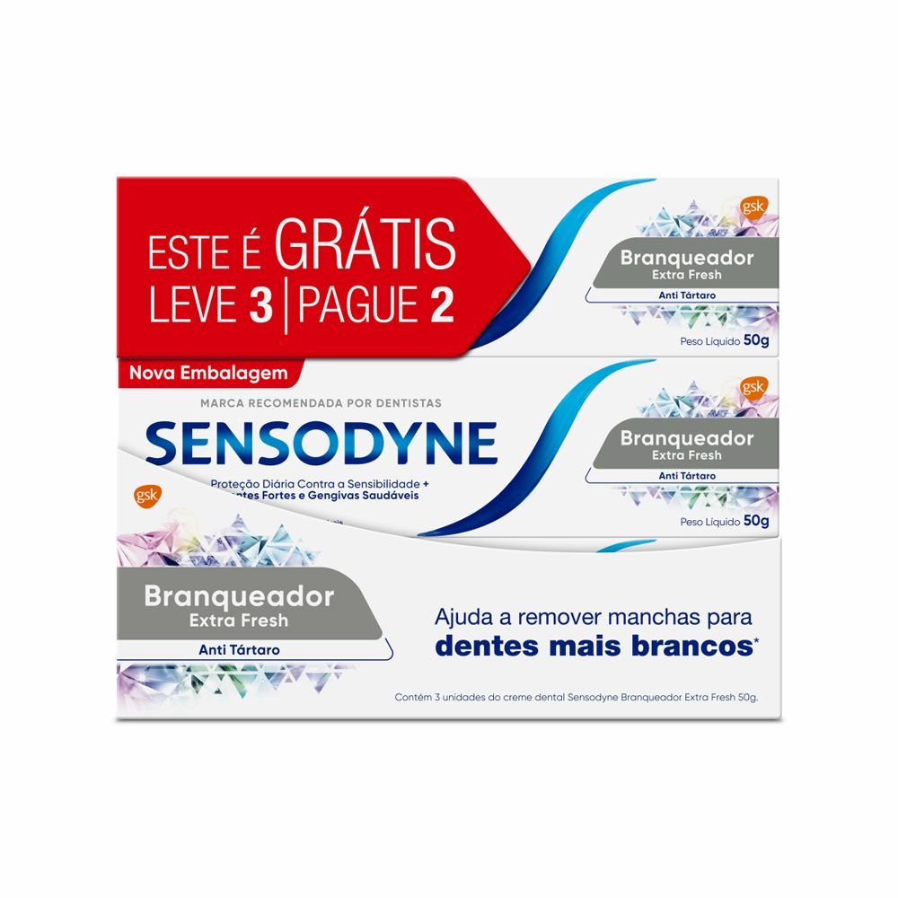Creme Dental Sensodyne Premium Branqueador Extra Fresh 50g Leve3 Pague2 50g em Oferta na Shopee