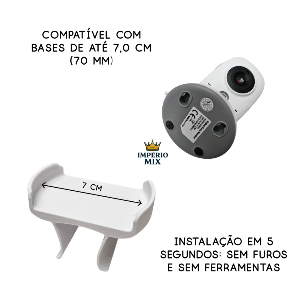 Suporte Babá Eletrônica Universal com Encaixe – Uso em Berço, Grade ou Mesa VB603 — imagem 2 de 2