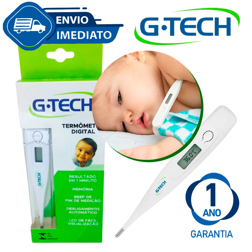 Termômetro Clínico Digital Branco G-Tech Infantil e Adulto Rápido Th1027 Envio Imediato