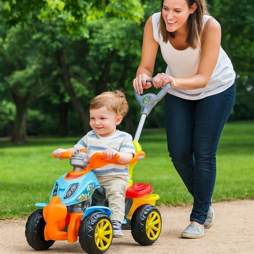 Quadriciclo Infantil Carrinho Passeio Moto Guia Pedal Empurrar Brinquedo Menina Menino Brinquedo