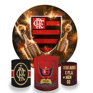 Kit Capa Painel Festa Pegue e Monte Redondo + Trio de Cilindros Veste Fácil Tema Festa Futebol Infantil Preto e Vermelho em Oferta na Shopee
