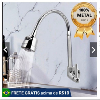 Torneira Gourmet Flexível de Parede METAL Inox Cozinha gourmet Chuveirinho Cozinha Parede Com Interface 1/2 e interface em Oferta na Shopee