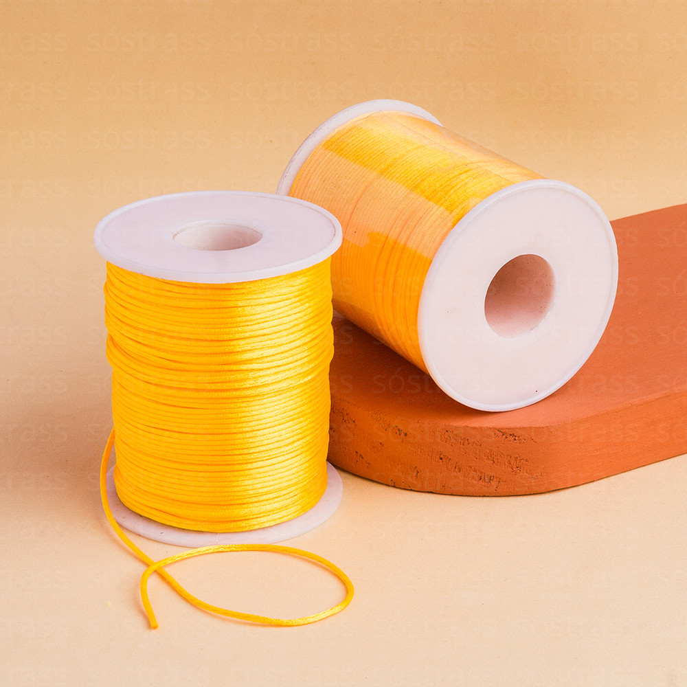 Fio de Seda Rabo de Rato 1mm Amarelo Mostarda - 100 Metros