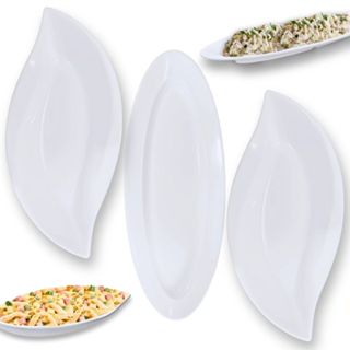 Conjunto para Buffet com Travessa Oval 60cm + 2 Travessas Formato Folha 50cm Grandes em Melamina em Oferta na Shopee