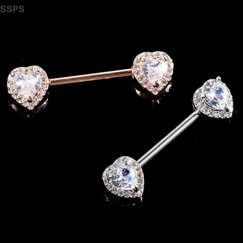 Piercing Mamilo Coração Crajeado Aço Cirurgico Hipoalegenico Ixox Brinde Presente Intimo