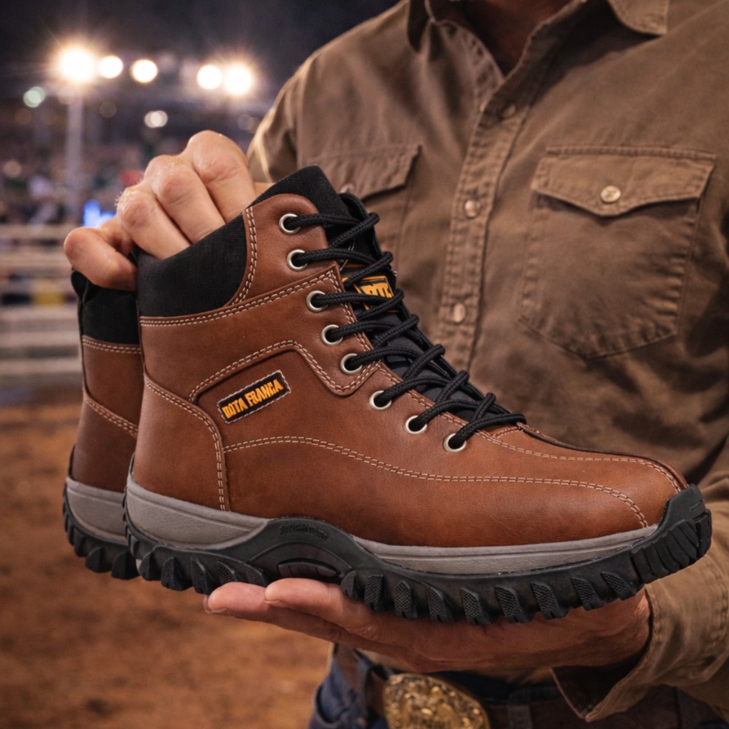 Coturno Masculino Bota Trabalho Adventure Resistente Solado Tratorado Antiderrapante Confortável Rota Franca