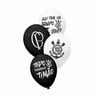 Balão Redondo Corinthians Preto e Branco 8" 20 Unid. em Oferta na Shopee