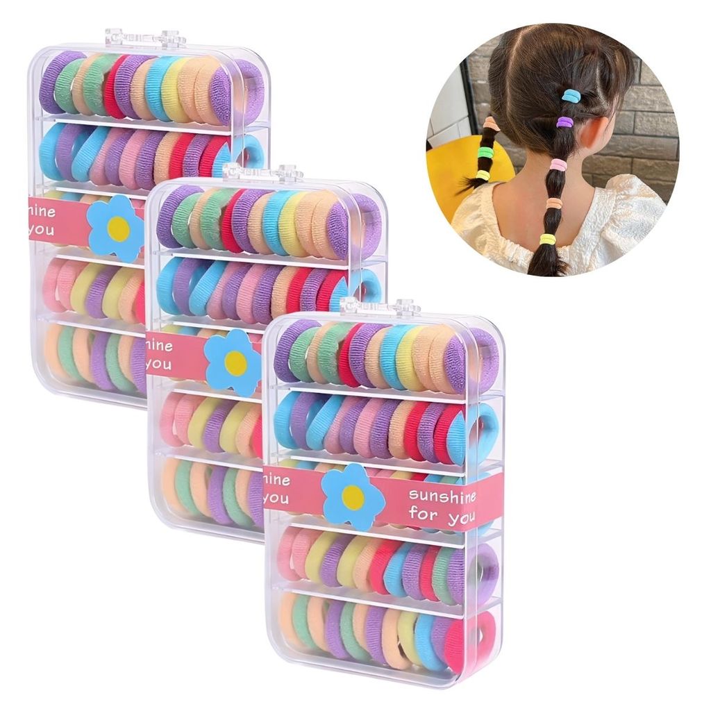 Kit 108 Xuxinha Elástico De Cabelo Penteados Criança Adulto Rabicó C/ Caixinha Para Presentear