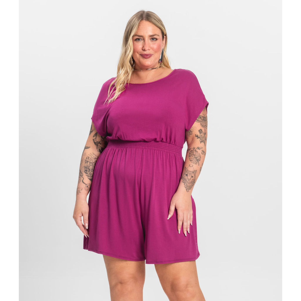 Macaquinho Feminino Malha Visco Infinita Cor Rosa em Oferta na Shopee