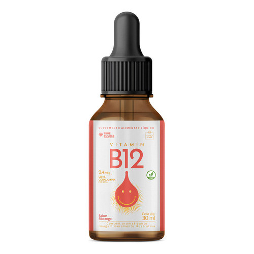 Vitamin B12 Líquido 30ml True Source Sabor Morango