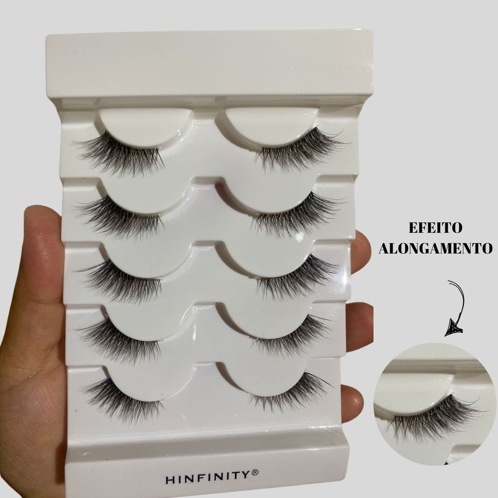 5 Pares Cílios Postiços Cantinho SP 30 Half lash Base transparente