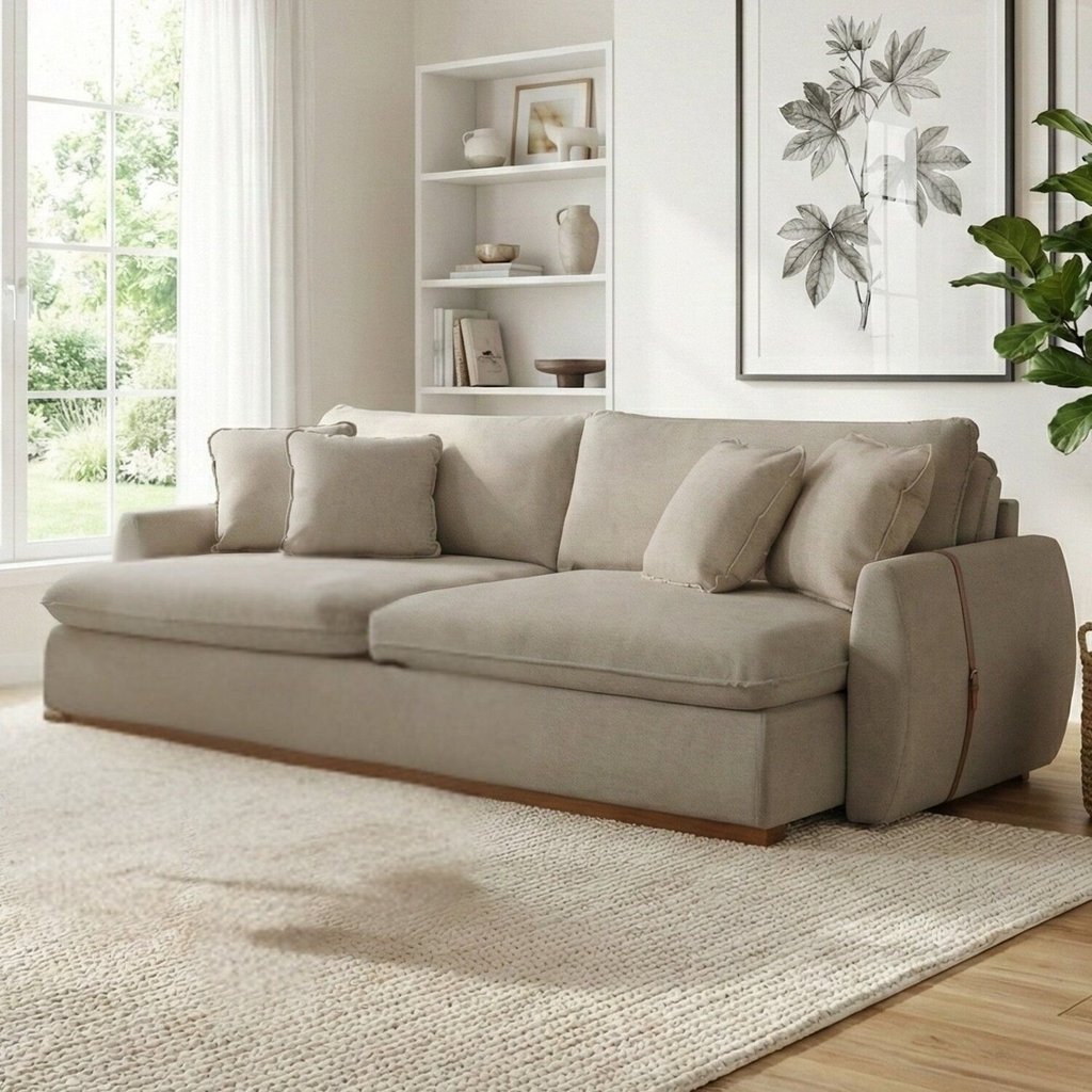 Sofá Cama 3 Lugares Retrátil Reclinável 230cm Linho com Molas Ensacadas Apolo em Oferta na Shopee