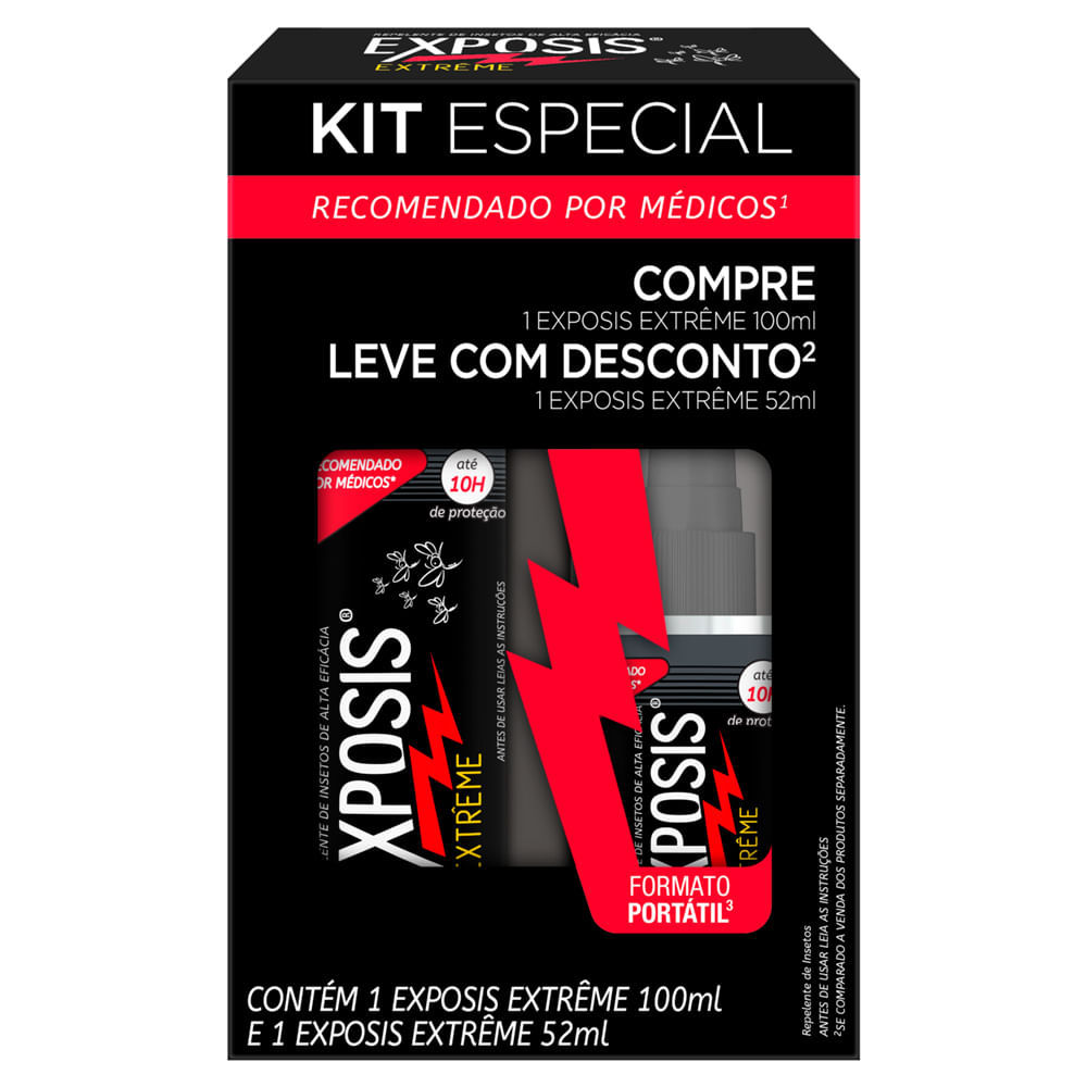 Kit Repelente Exposis Extrême 100ml e Leve com Desconto Exposis Extrême 52ml