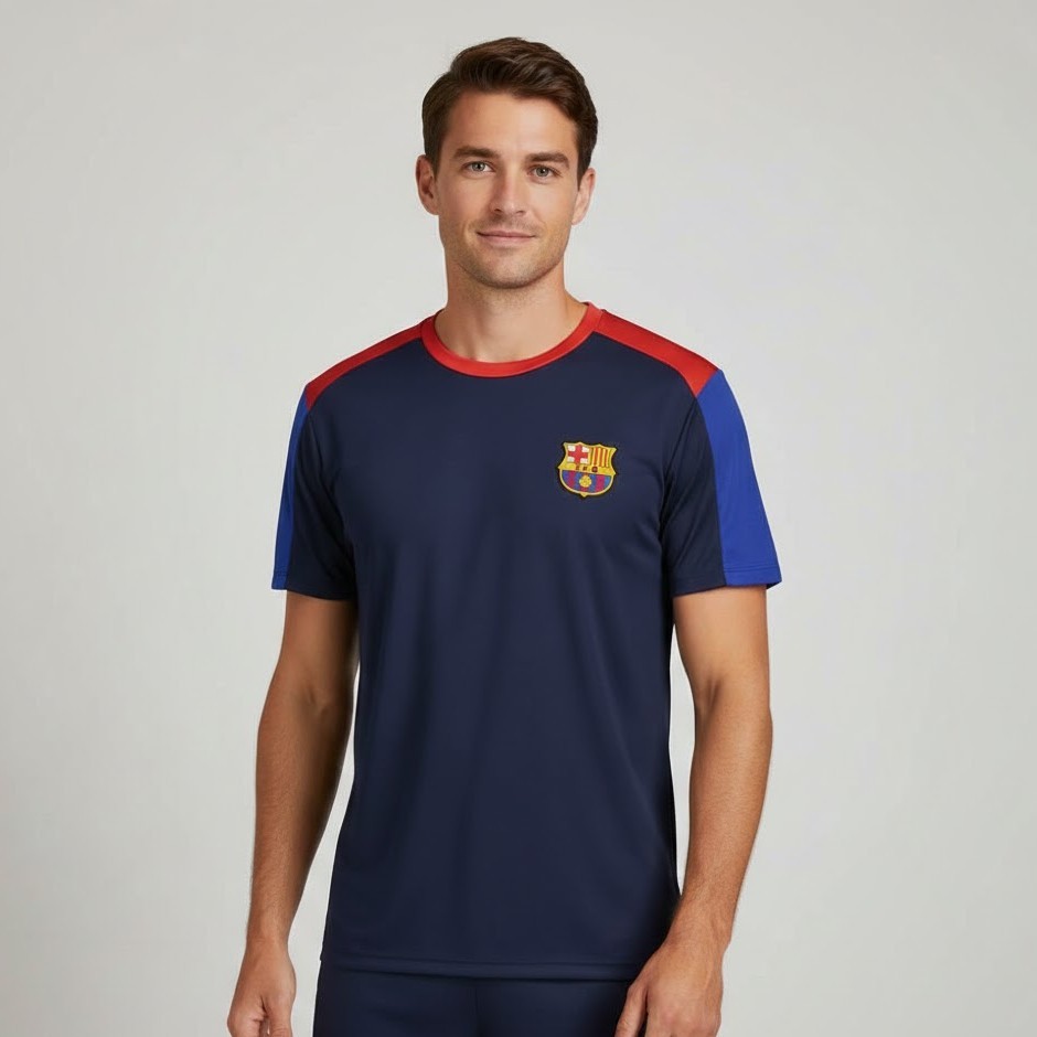 Camiseta Barcelona Balboa Dry Recorte Marinho/Vermelho