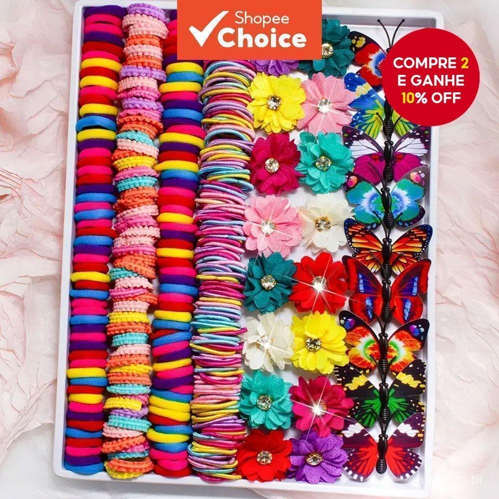 Conjunto de Acessórios para Cabelo, 231 Peças, Presilhas Florais e de Borboleta, Laços Coloridos para Meninas e Mulheres em Oferta na Shopee