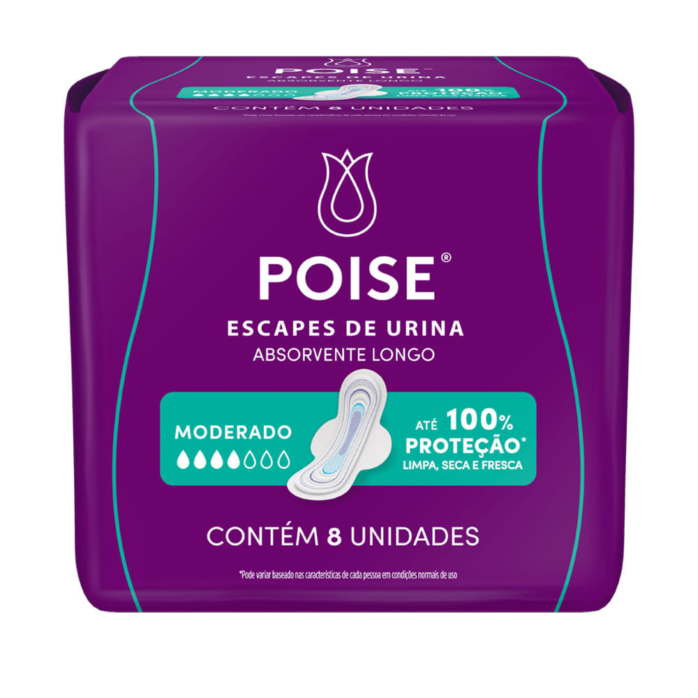 Absorvente Discreto Poise Moderado 8 Unidades em Oferta na Shopee