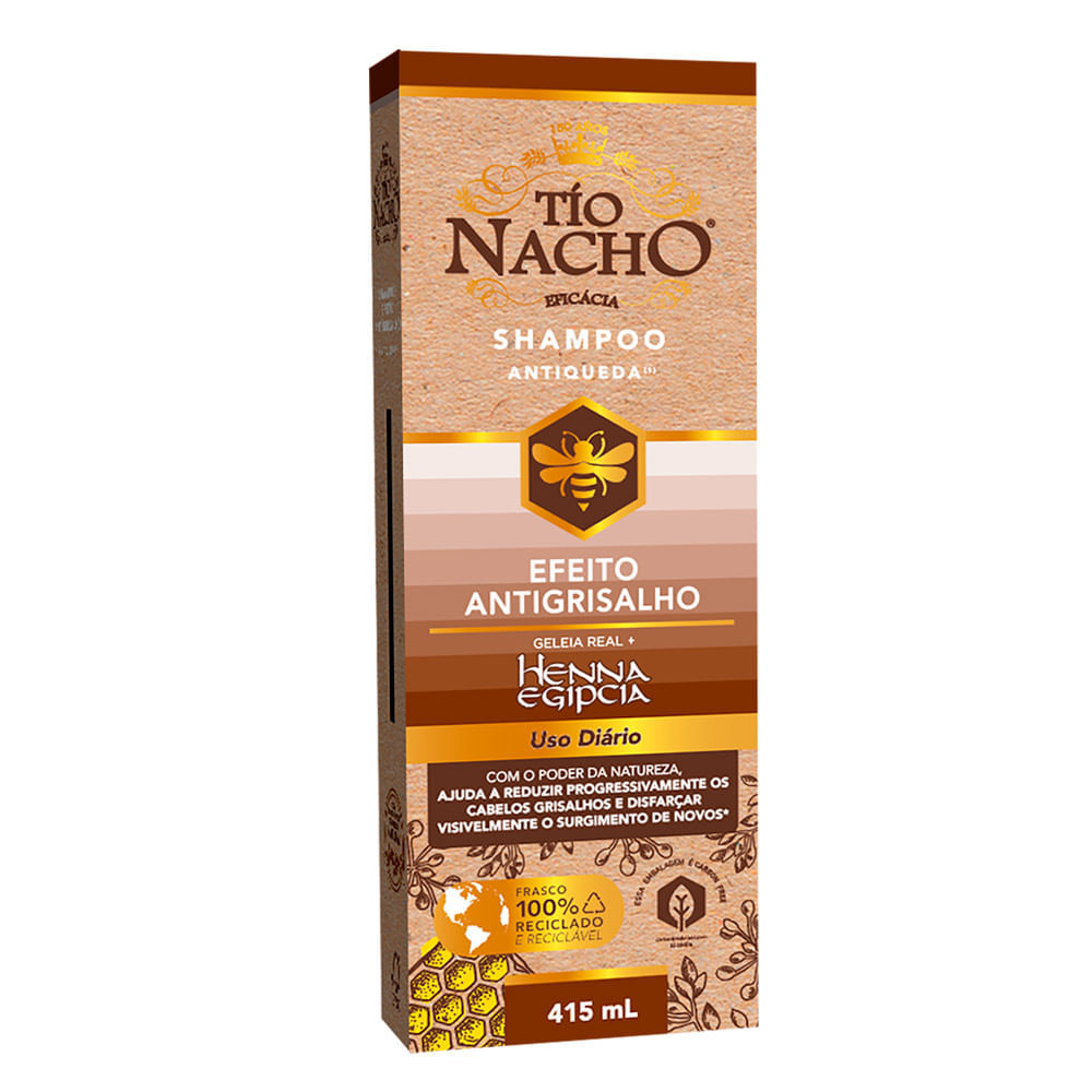 Shampoo Tío Nacho Antiqueda Antigrisalho Geleia Real Henna Egípcia 415ml em Oferta na Shopee