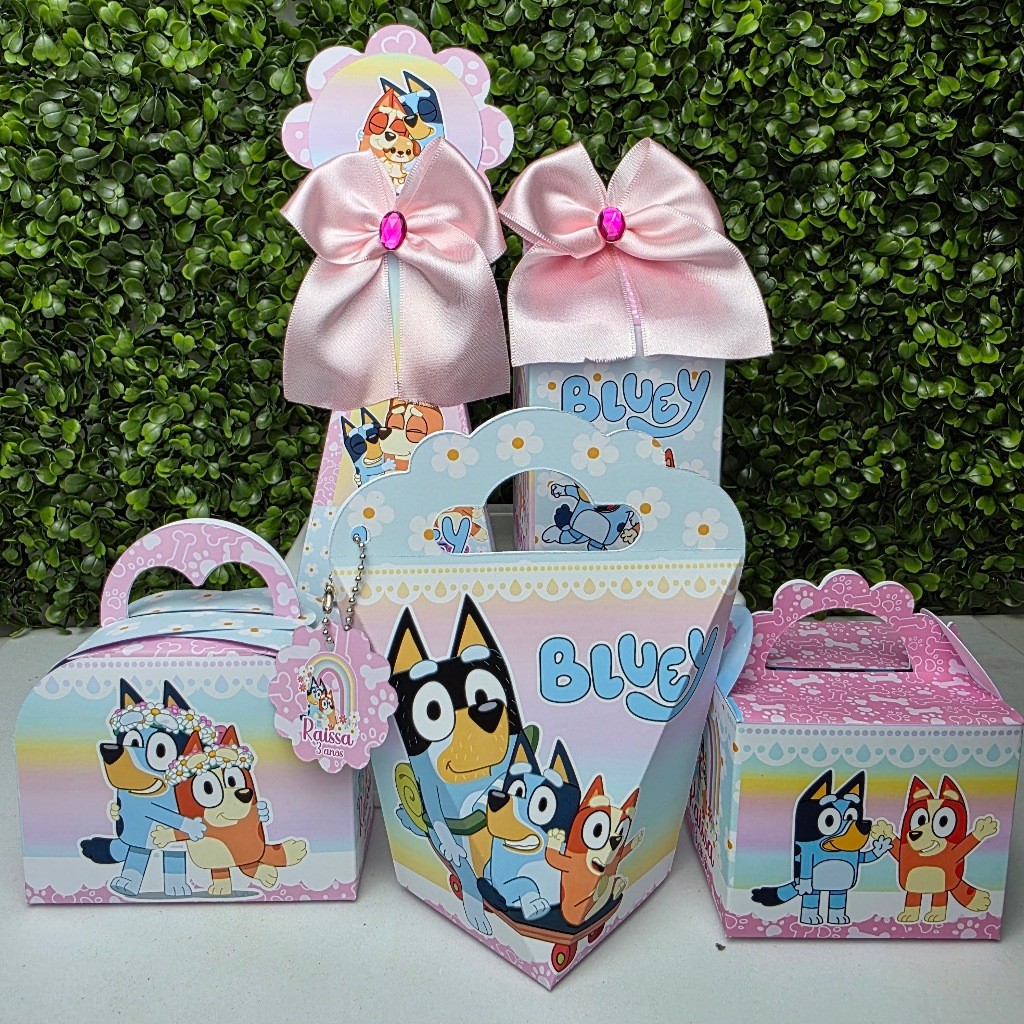 Kit Caixa Montada BLUEY ROSA MENINA - Personalizados - Festa infantil - Aniversário - Lembrancinha
