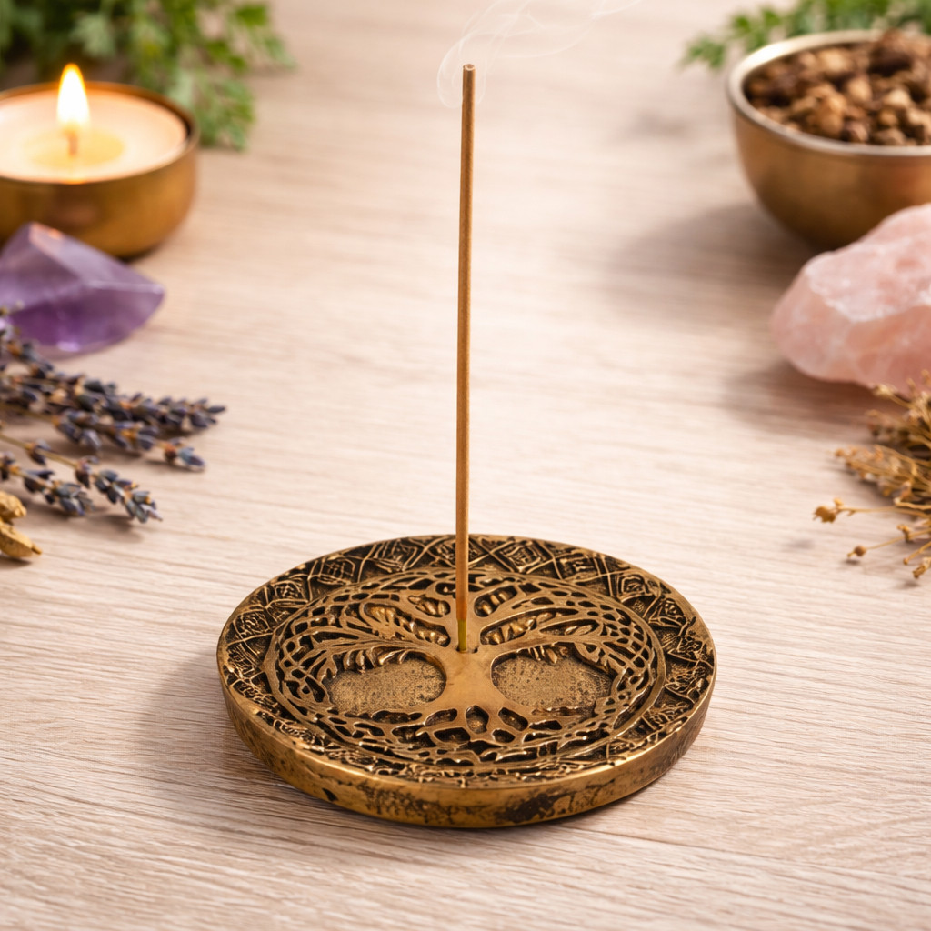 Imagem Incensário Árvore da Vida Pratinho Porta Incenso Vareta Decorativo para Aromaterapia Zen