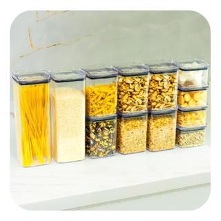 Kit 12 Potes Herméticos Porta Mantimentos Quadrado Cozinha em Oferta na Shopee