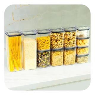Kit 12 Potes Herméticos Porta Mantimentos Quadrado Cozinha