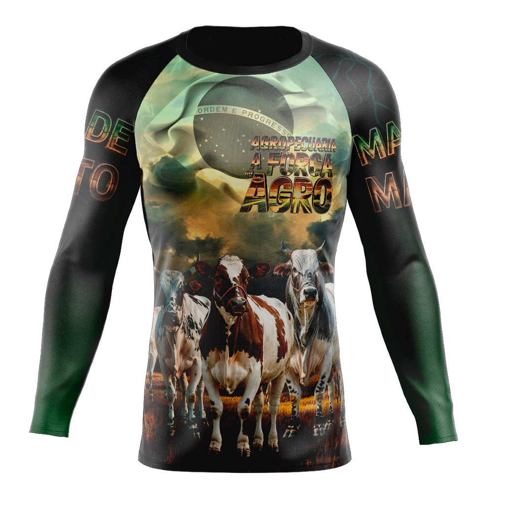 Camisa agro 41 com Proteção UV estampa agropecuária, nelore, boi de engorda, ordenha, rebanho, roça, vacas