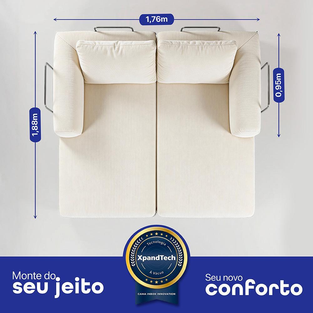 Sofá Cama SmartBox 1,88m AirPress XpandTech D33 Tecido Velourê Bege Cama inBox · foto 2