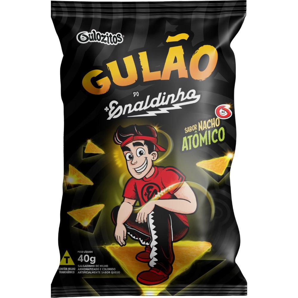 Chips Tortilha Gulozitos Gulão do Enaldinho Sabor Nacho Atomico 40g Chips Tortilha Gulozitos Gulão do Enaldinho Sabor Nacho Atomico 40g