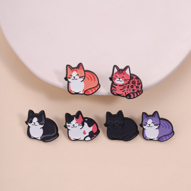Desenhos Animados Dormindo Gatinho Esmalte Pino Bonito Gato Broche Kawaii Animal Lapela Emblemas Mochila Acessórios Pres