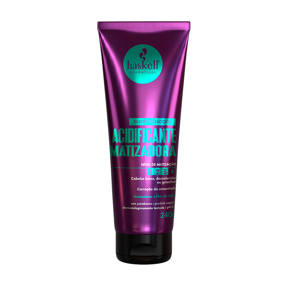 Supermáscara Acidificante Matizadora 240gr Haskell | Neutraliza Amarelado de Loiros e Grisalhos com Brilho Intenso em Oferta na Shopee