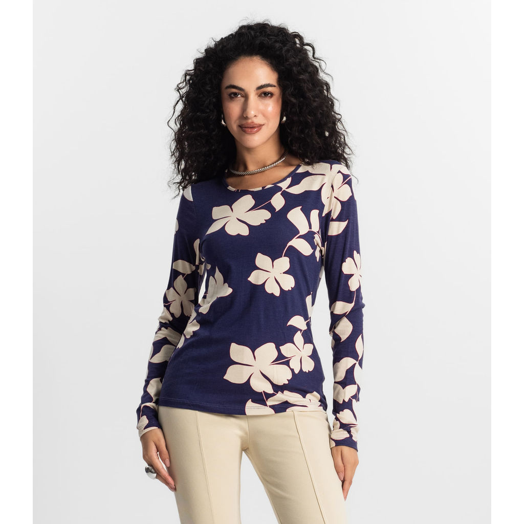 Blusa Manga Longa Feminina Rovitex Bege em Oferta na Shopee