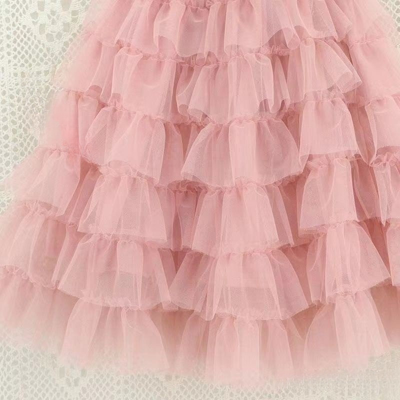 Roupas Infantis Meninas Saias Infantis Saias Infantis Saias Infantis Long Sweet Cake Saias Infantis Versão coreana Saias