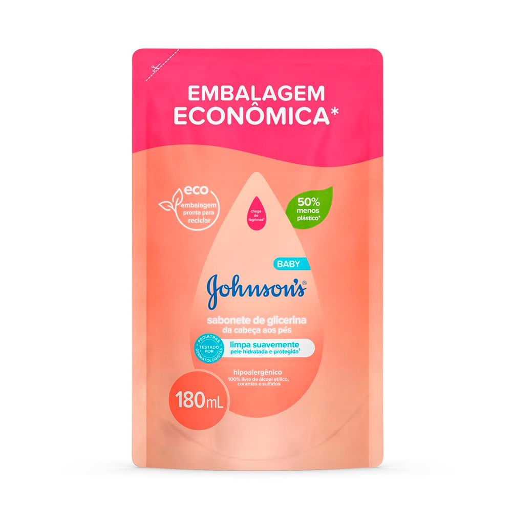 Sabonete Líquido de Glicerina Johnson's Baby Refil 180ml em Oferta na Shopee