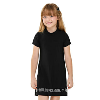 Vestido Infantil Menina Malha Canelada Elian Preto em Oferta na Shopee