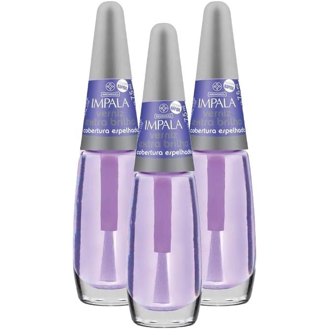 Kit Esmalte Impala Trat Verniz Extra Brilho (3 unidades) em Oferta na Shopee