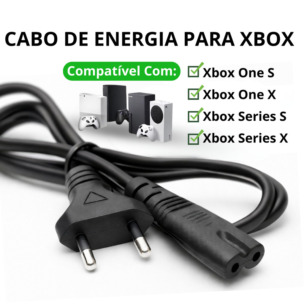 Cabo de Energia Compativel Xbox One S X Series S X Bivolt 2 Pinos Alta Qualidade Shopee Envio Rápido em Oferta na Shopee