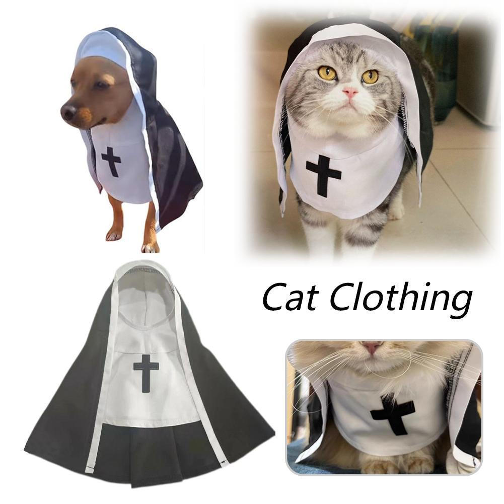Fantasia de Halloween para Gato de Estimação, Capa de Freira, Roupa de Role-Play para Pequenos Animais, Fantasia de Anim