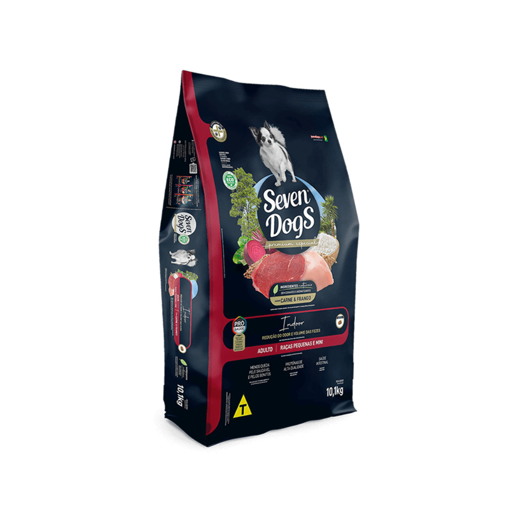 RAÇÃO SEVEN DOGS ADULTO PEQUENO E MINI CARNE E FRANGO 10,1KG