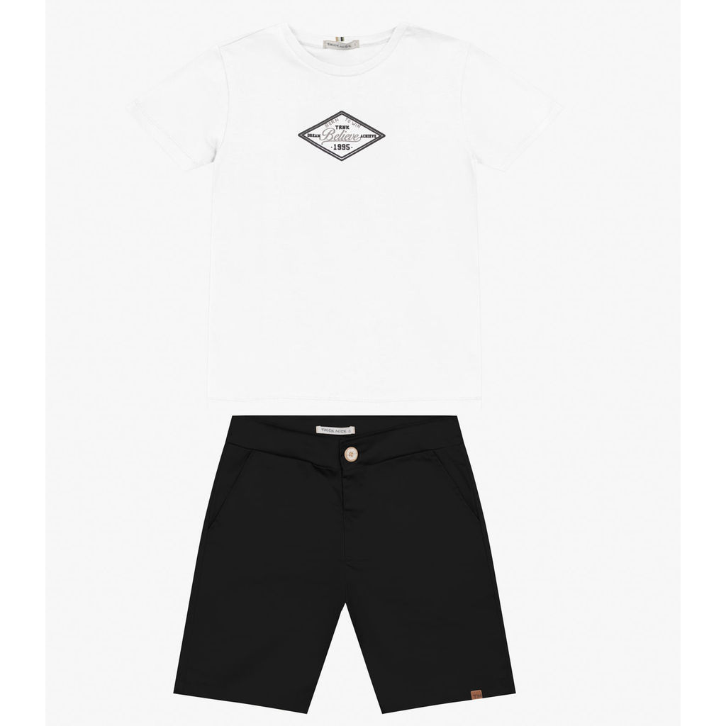 Conjunto Masculino Camiseta com Bermuda Trick Nick Branco
