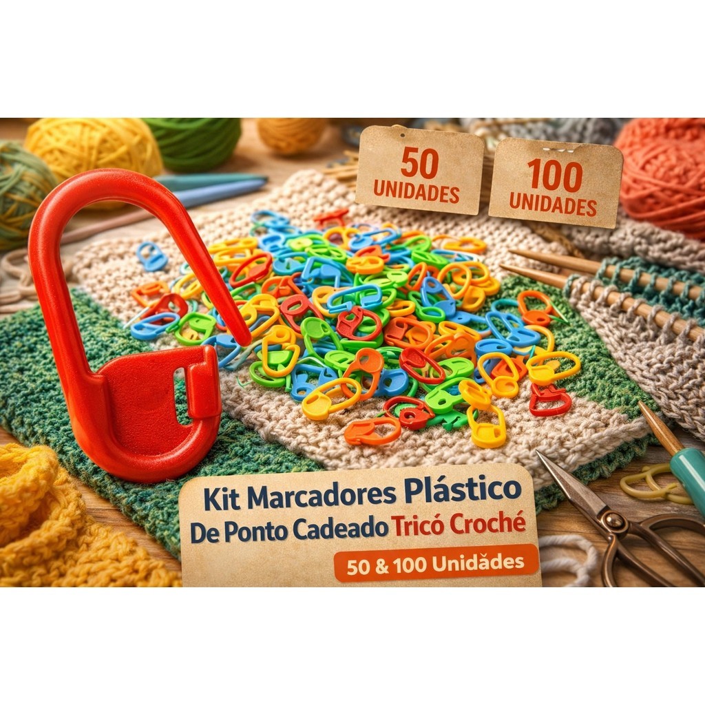 Marcadores de Ponto Crochê Tricô Cadeado Colorido Kit 50 ou 100 Unidades Amigurumi em Oferta na Shopee