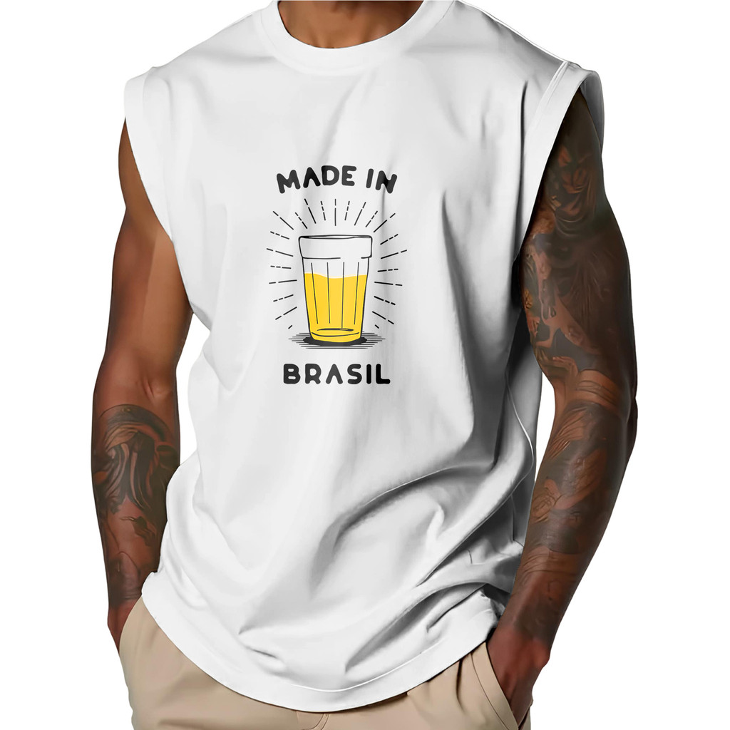 Camiseta Cavada Oversized Made In Brasil Cerveja Camisa Regata Over StreetWear