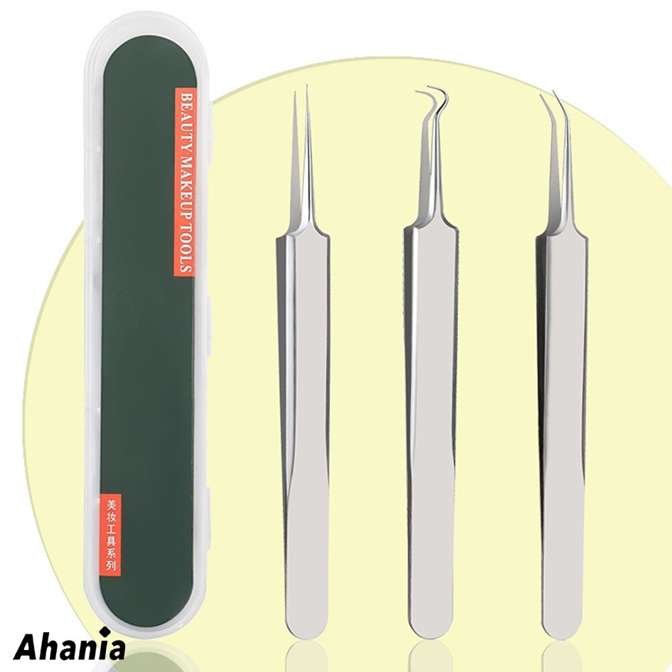Pinça de Cravo e Espinhas da Ponta Reta/Meio Curvo/Curvada de Aço Inoxitavel Aplicador Profissional de Cílios