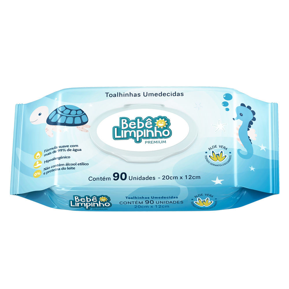 Toalha Umedecida Bebê Limpinho Premium 90 Unidades em Oferta na Shopee