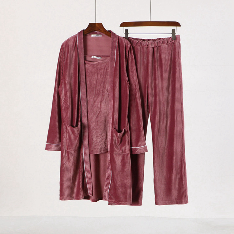Imagem 〖 Japonês 〗 Desconto na marca pedido diário feminino outono confortável pijamas Loungewear terno de três peças 0Q041